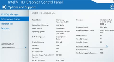 Support for Intel® HD Graphics 520.